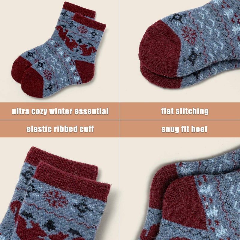 HowJoJo Boys Wool Socks Kids Winter Warm Socks Thick Crew Socks 6 Pack 6-8 Years - Image 5